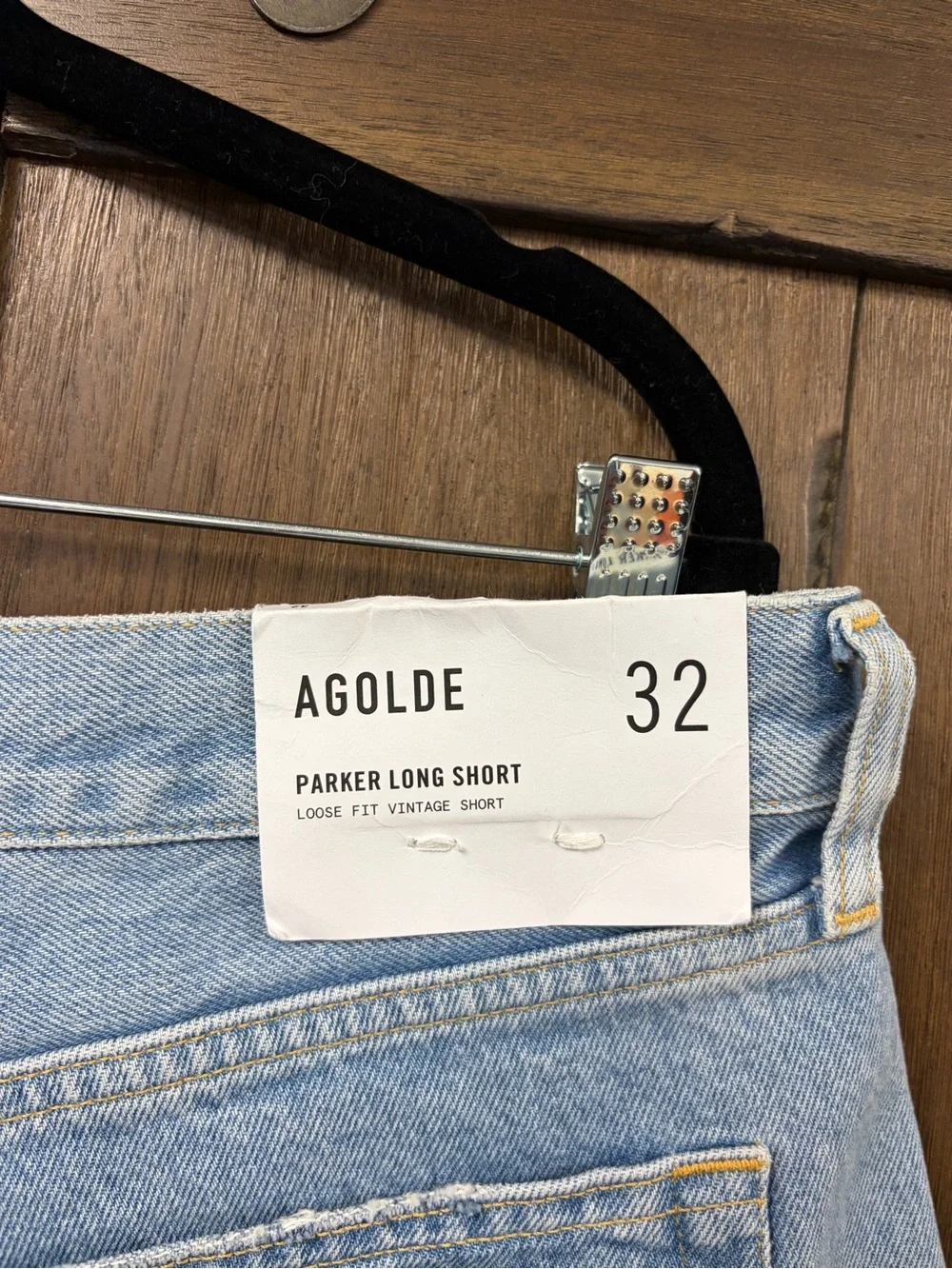 AGOLDE Designer High Rise Parker Long Relaxed Denim Short Size 32
